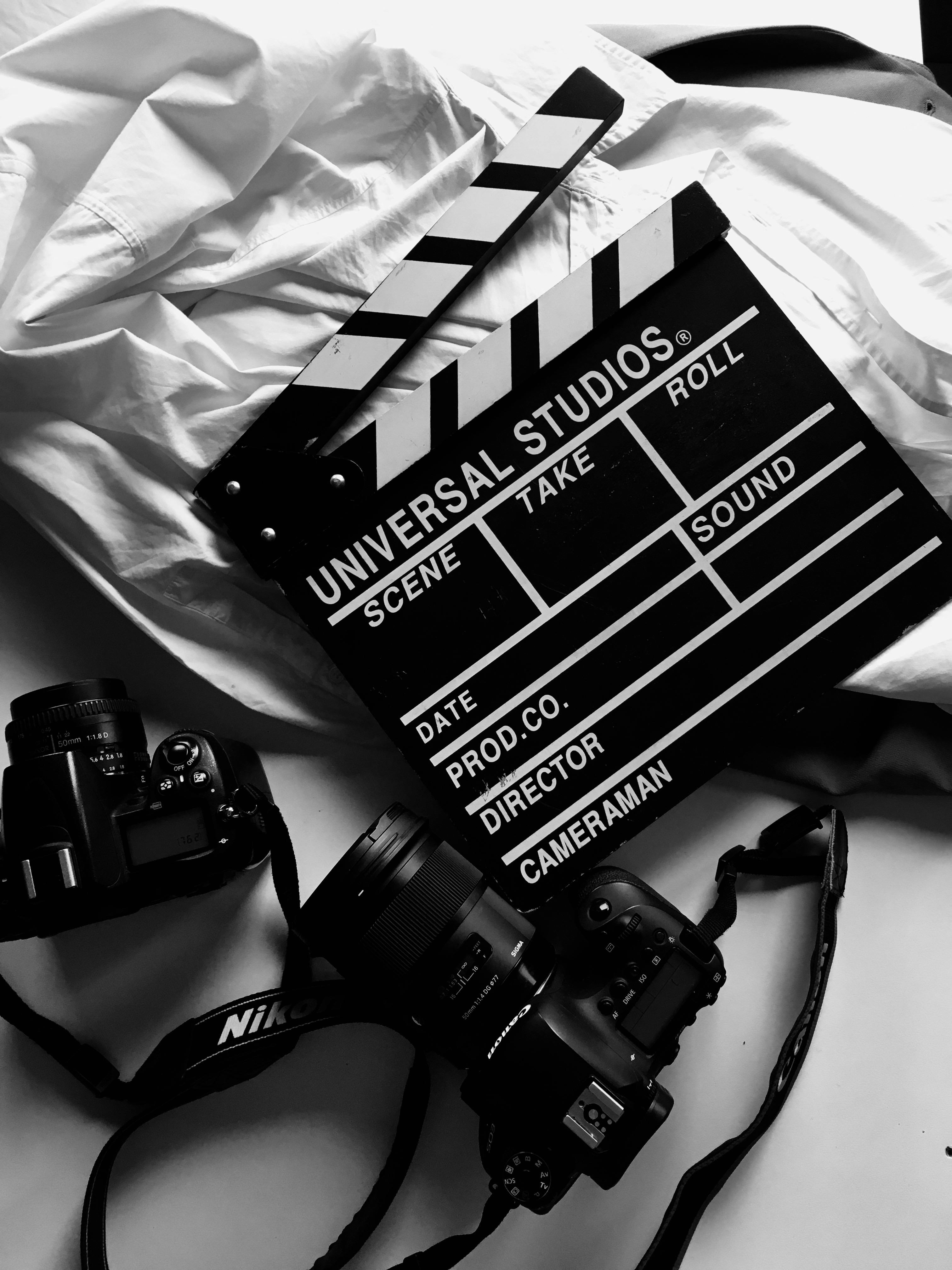Film production environment with crew preparing for a scene